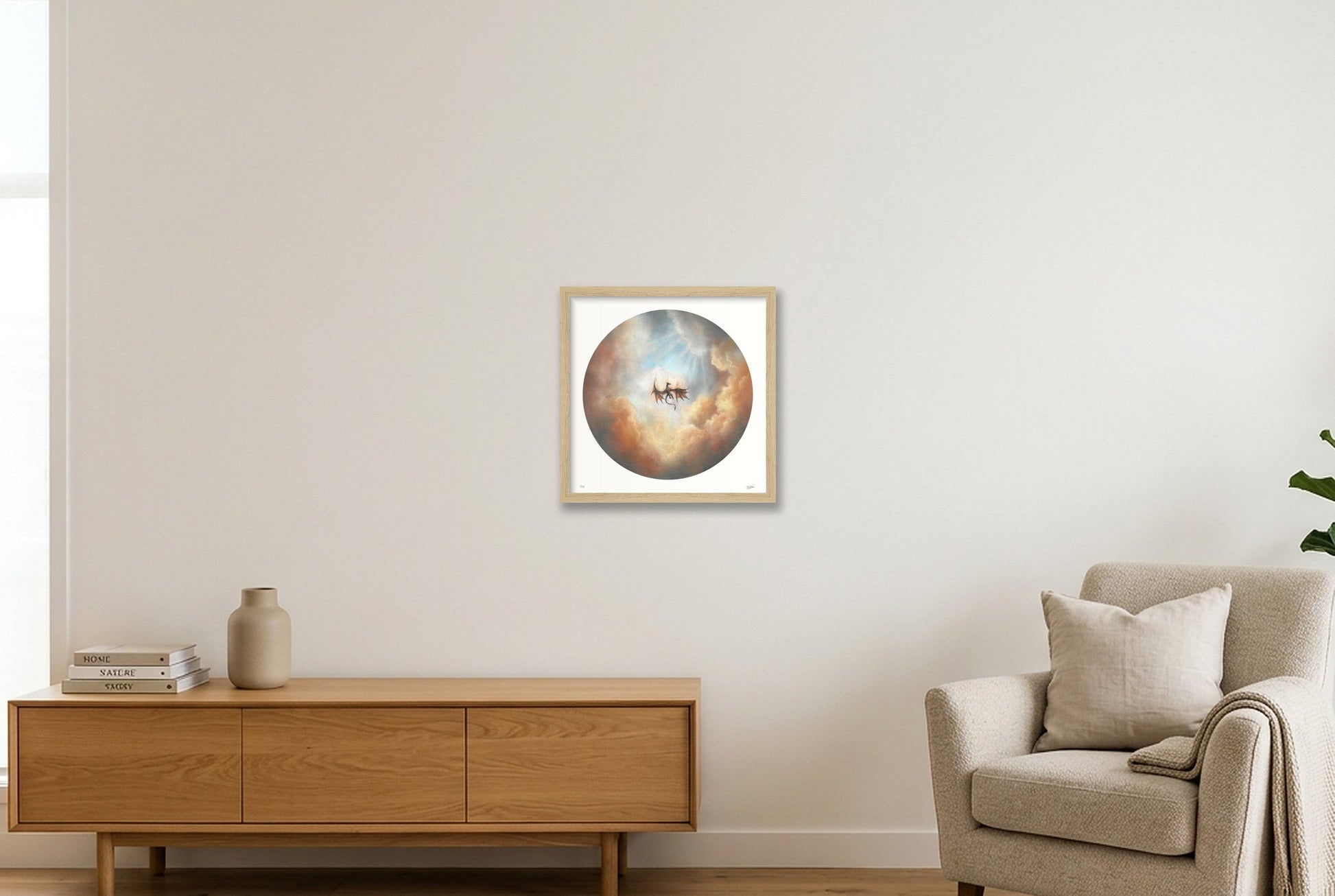 O Foul Descent — 30×30cm, 12×12" Oak Frame